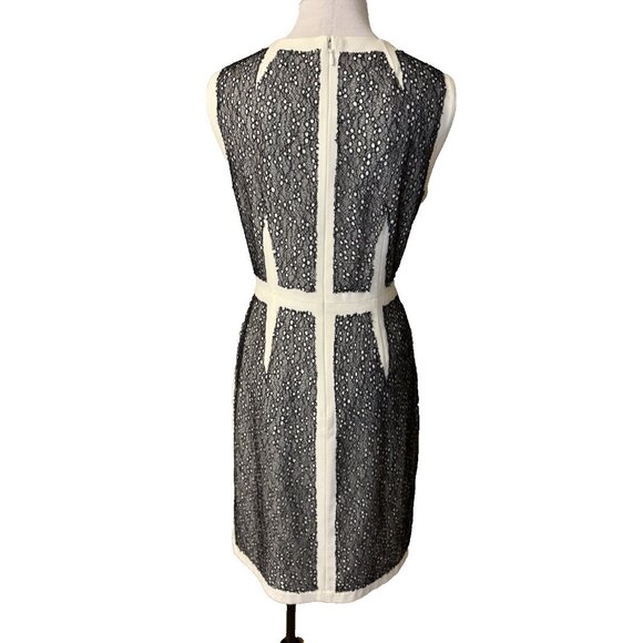 BCBGMaxAzria Rumor Dress 12 Ivory Black Stretch Sheath Sleeveless Career Church - Picture 3 of 15